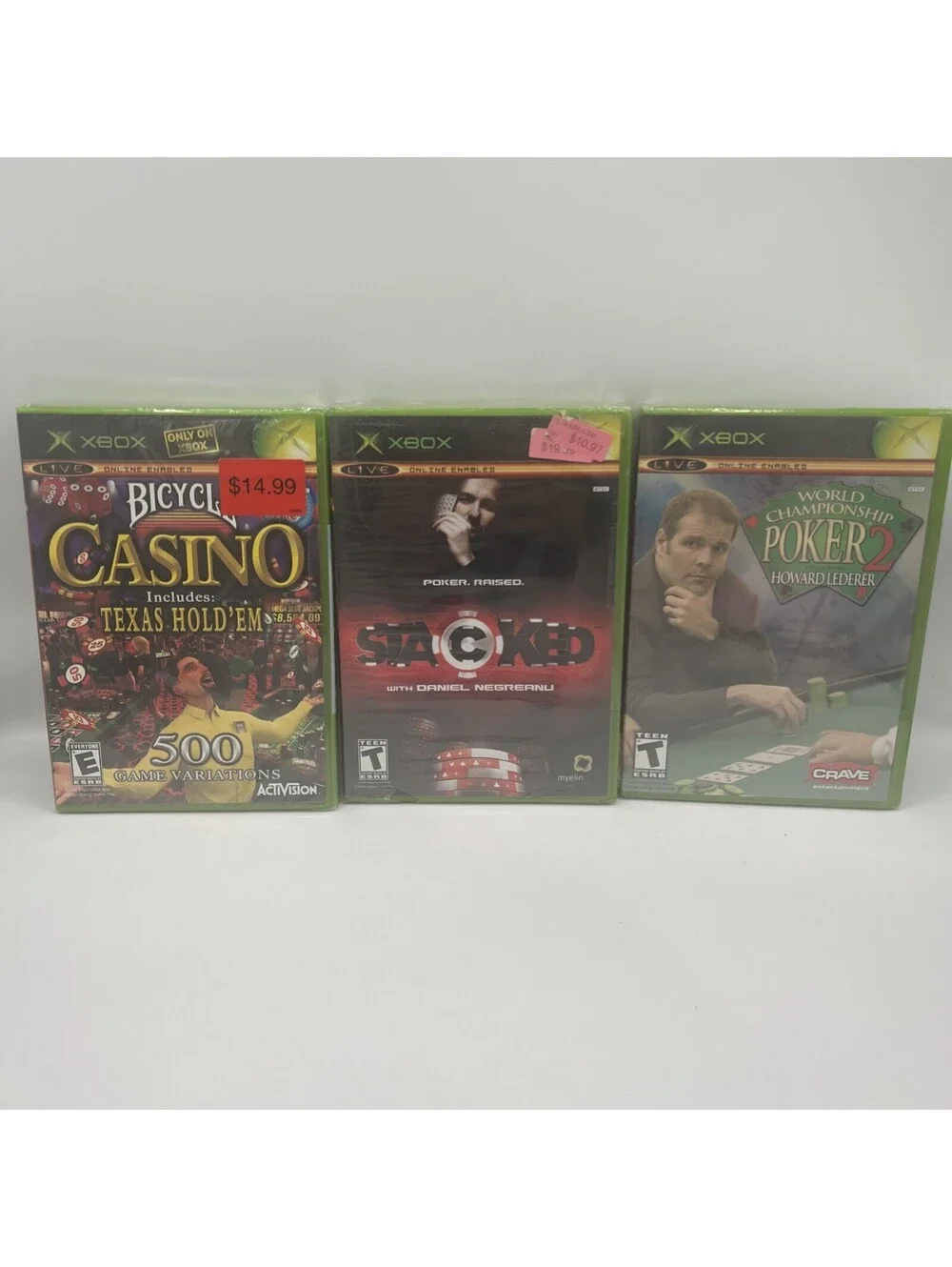 Casino 3 Game Xbox Bundle Stacked, Bicycle Casino, & More - Brand New Sealed